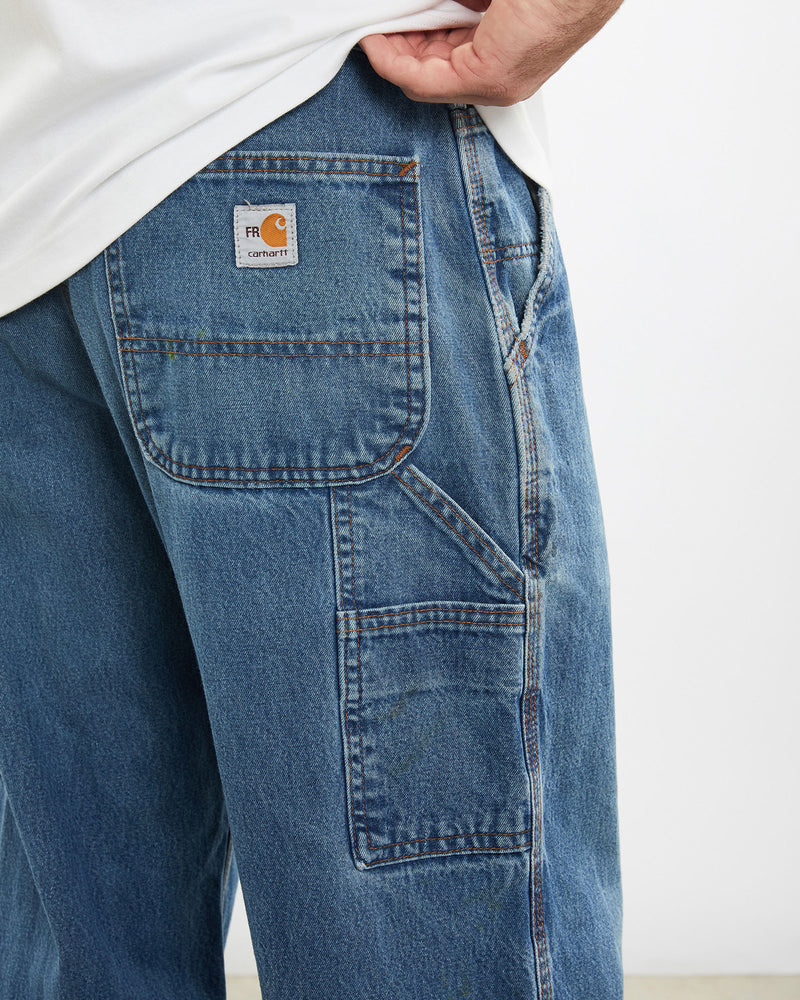 Vintage Carhartt Denim Carpenter Pants <br>34" , The Real Deal , newtown, sydney, australia, thrift store, opshop, preloved, secondhand, sustainable, retro, antique, 70s, 80s, 90s, 2000s, 00s, fashion, clothing, streetwear, trendy, garment, style, boutique, store, shop, archive, sale, cheap, best, top