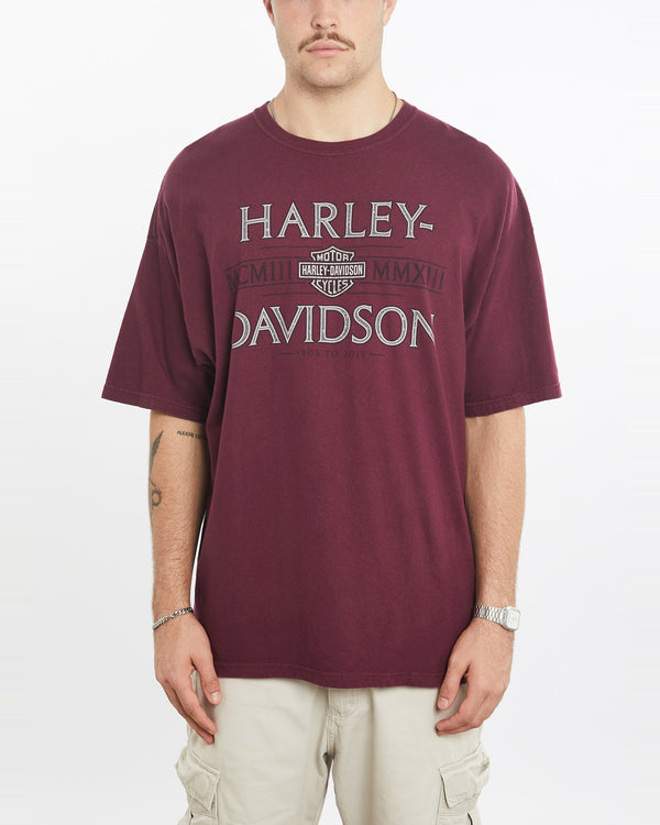 Vintage, Harley, Davidson, Tee, The Real Deal, size extra large, colour Burgundy, newtown, sydney, australia, thrift store, opshop, preloved, secondhand, sustainable, retro, antique, 70s, 80s, 90s, 2000s, 00s, fashion, clothing, streetwear, trendy, garment, style, boutique, store, shop, archive, sale, cheap, best, top, T-Shirts