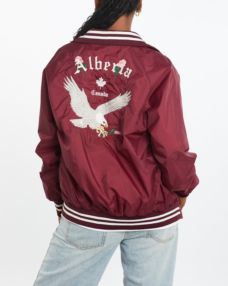 Vintage 70s Embroidered 'Alberta Canada' Varsity Jacket <br>M , The Real Deal , newtown, sydney, australia, thrift store, opshop, preloved, secondhand, sustainable, retro, antique, 70s, 80s, 90s, 2000s, 00s, fashion, clothing, streetwear, trendy, garment, style, boutique, store, shop, archive, sale, cheap, best, top