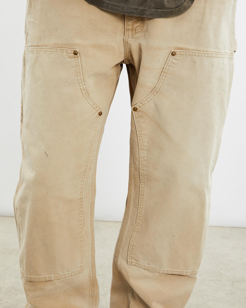 Vintage, Carhartt, Double, Knee', Carpenter, Pants, The Real Deal, size 39", colour Beige, newtown, sydney, australia, thrift store, opshop, preloved, secondhand, sustainable, retro, antique, 70s, 80s, 90s, 2000s, 00s, fashion, clothing, streetwear, trendy, garment, style, boutique, store, shop, archive, sale, cheap, best, top, Pants