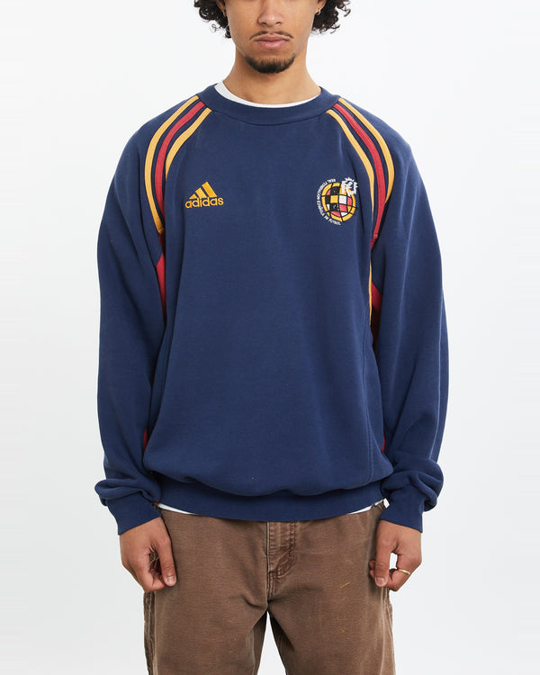 Vintage 90s Adidas Real Federacion Espanola Soccer Sweatshirt <br>M , The Real Deal , newtown, sydney, australia, thrift store, opshop, preloved, secondhand, sustainable, retro, antique, 70s, 80s, 90s, 2000s, 00s, fashion, clothing, streetwear, trendy, garment, style, boutique, store, shop, archive, sale, cheap, best, top