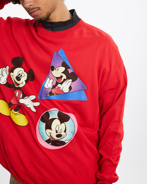 Vintage 90s Disney Mickey Mouse Mock Neck Sweatshirt <br>M , The Real Deal , newtown, sydney, australia, thrift store, opshop, preloved, secondhand, sustainable, retro, antique, 70s, 80s, 90s, 2000s, 00s, fashion, clothing, streetwear, trendy, garment, style, boutique, store, shop, archive, sale, cheap, best, top