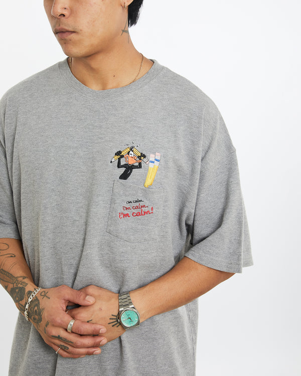 Vintage 1999 Daffy Duck Looney Tunes Cartoon Cartoon Pocket Tee <br>XL , The Real Deal , newtown, sydney, australia, thrift store, opshop, preloved, secondhand, sustainable, retro, antique, 70s, 80s, 90s, 2000s, 00s, fashion, clothing, streetwear, trendy, garment, style, boutique, store, shop, archive, sale, cheap, best, top