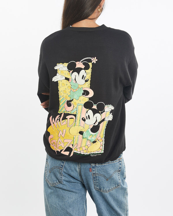 Vintage, 90s, Disney, Mickey, &, Minnie, Mouse, Sweatshirt, The Real Deal, size small, colour Black, newtown, sydney, australia, thrift store, opshop, preloved, secondhand, sustainable, retro, antique, 70s, 80s, 90s, 2000s, 00s, fashion, clothing, streetwear, trendy, garment, style, boutique, store, shop, archive, sale, cheap, best, top, Sweats and hoodies