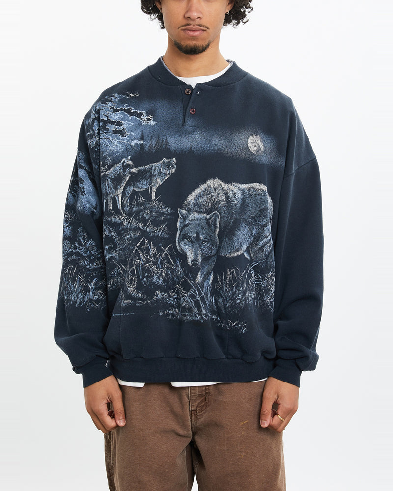 Vintage 90s Wildlife Wolf Sweatshirt <br>M