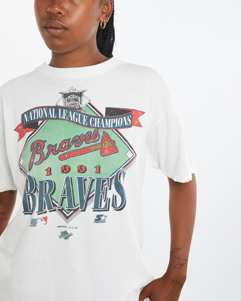 Vintage 1991 MLB Atlanta Braves Tee <br>M , The Real Deal , newtown, sydney, australia, thrift store, opshop, preloved, secondhand, sustainable, retro, antique, 70s, 80s, 90s, 2000s, 00s, fashion, clothing, streetwear, trendy, garment, style, boutique, store, shop, archive, sale, cheap, best, top