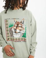 Vintage 90s Wildlife Wolf Sweatshirt <br>L