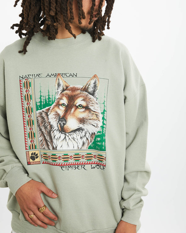 90s Wildlife Wolf Sweatshirt <br>L