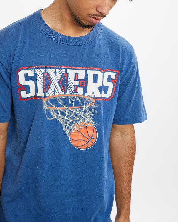 Vintage 80s NBA Philadelphia 76ers Tee <br>M , The Real Deal , newtown, sydney, australia, thrift store, opshop, preloved, secondhand, sustainable, retro, antique, 70s, 80s, 90s, 2000s, 00s, fashion, clothing, streetwear, trendy, garment, style, boutique, store, shop, archive, sale, cheap, best, top