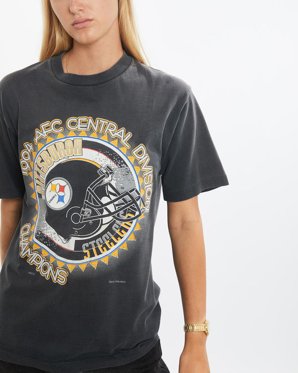 Vintage, 1994, NFL, Pittsburgh, Steelers, Tee, The Real Deal, size medium, colour Grey, newtown, sydney, australia, thrift store, opshop, preloved, secondhand, sustainable, retro, antique, 70s, 80s, 90s, 2000s, 00s, fashion, clothing, streetwear, trendy, garment, style, boutique, store, shop, archive, sale, cheap, best, top, T-Shirts