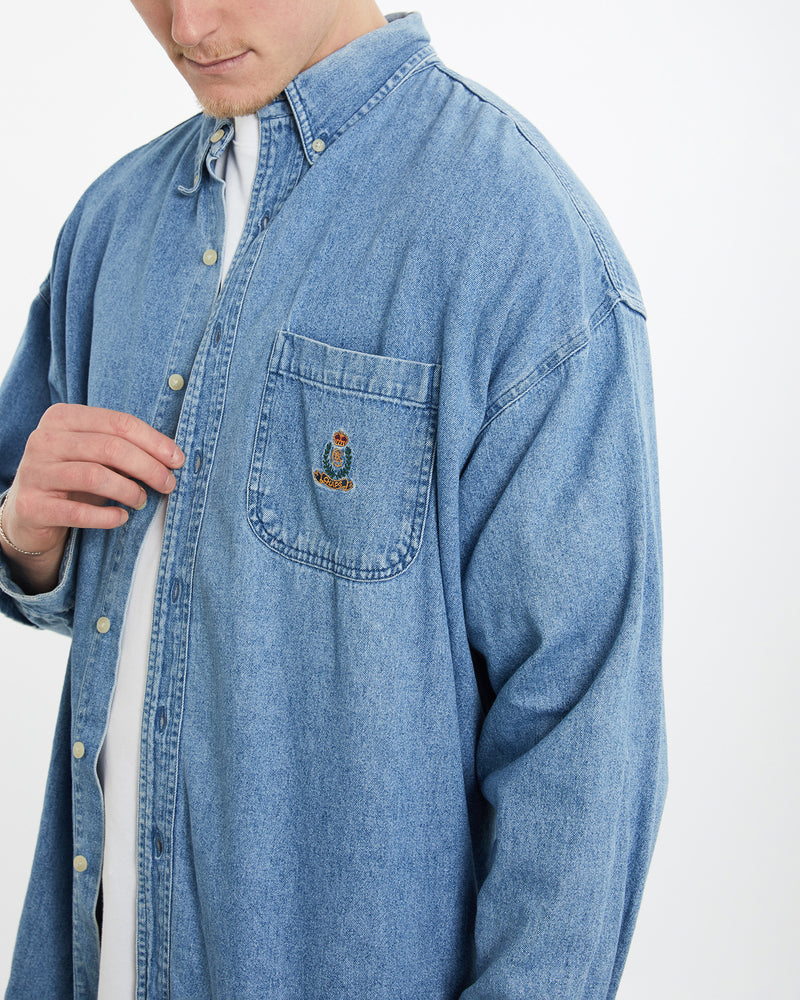 Vintage 90s Chaps Ralph Lauren Denim Button Up Shirt <br>XXL