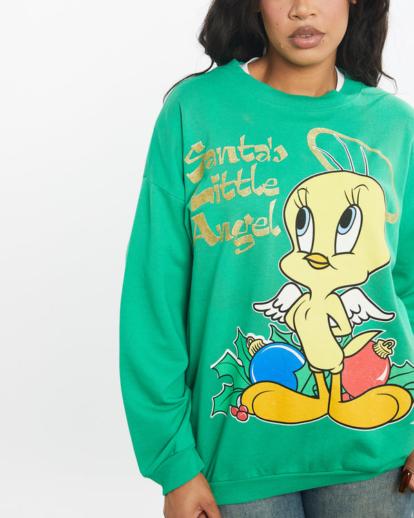 Vintage 1996 Tweety Bird Looney Tunes Cartoon Christmas Sweatshirt <br>S , The Real Deal , newtown, sydney, australia, thrift store, opshop, preloved, secondhand, sustainable, retro, antique, 70s, 80s, 90s, 2000s, 00s, fashion, clothing, streetwear, trendy, garment, style, boutique, store, shop, archive, sale, cheap, best, top