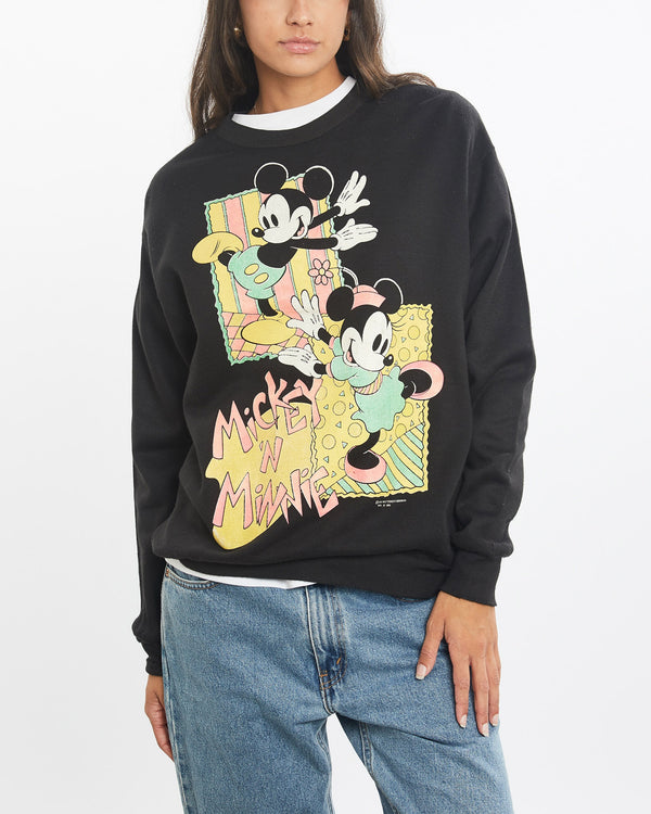 Vintage, 90s, Disney, Mickey, &, Minnie, Mouse, Sweatshirt, The Real Deal, size small, colour Black, newtown, sydney, australia, thrift store, opshop, preloved, secondhand, sustainable, retro, antique, 70s, 80s, 90s, 2000s, 00s, fashion, clothing, streetwear, trendy, garment, style, boutique, store, shop, archive, sale, cheap, best, top, Sweats and hoodies