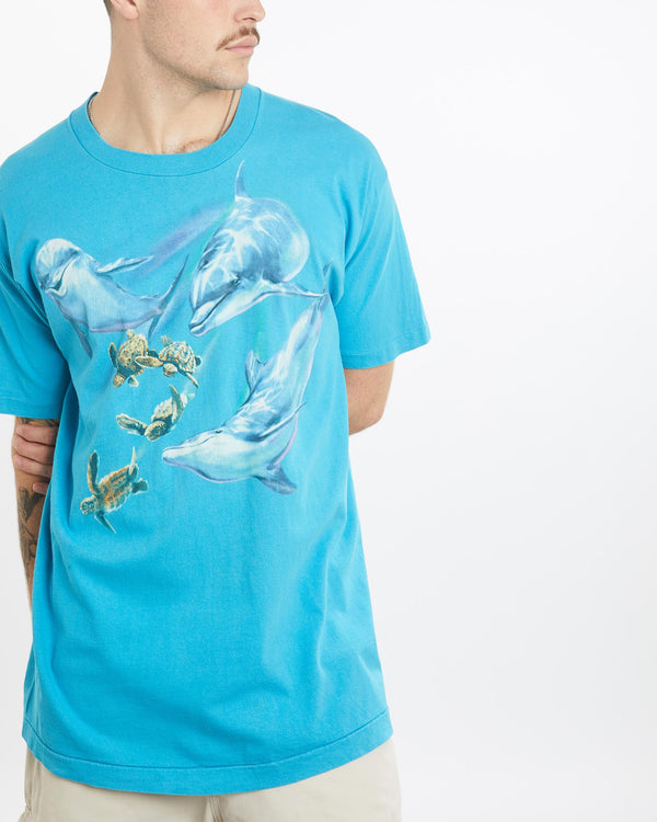 Vintage, 90s, Dolphin, Wildlife, Tee, The Real Deal, size extra large, colour Blue, newtown, sydney, australia, thrift store, opshop, preloved, secondhand, sustainable, retro, antique, 70s, 80s, 90s, 2000s, 00s, fashion, clothing, streetwear, trendy, garment, style, boutique, store, shop, archive, sale, cheap, best, top, T-Shirts