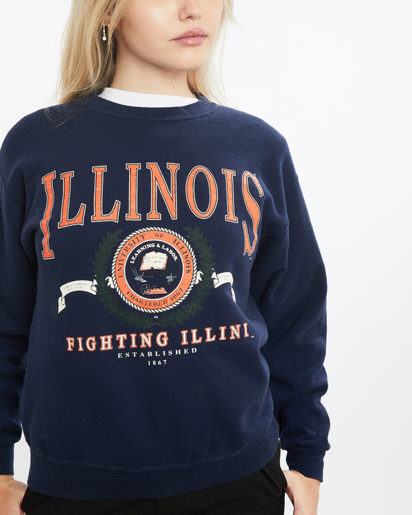 Vintage 90s NCAA University of Illinois Fighting Illini Sweatshirt <br>XS , The Real Deal , newtown, sydney, australia, thrift store, opshop, preloved, secondhand, sustainable, retro, antique, 70s, 80s, 90s, 2000s, 00s, fashion, clothing, streetwear, trendy, garment, style, boutique, store, shop, archive, sale, cheap, best, top