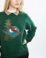 Vintage 90s Eagle Wildlife Collared Sweatshirt <br>XS