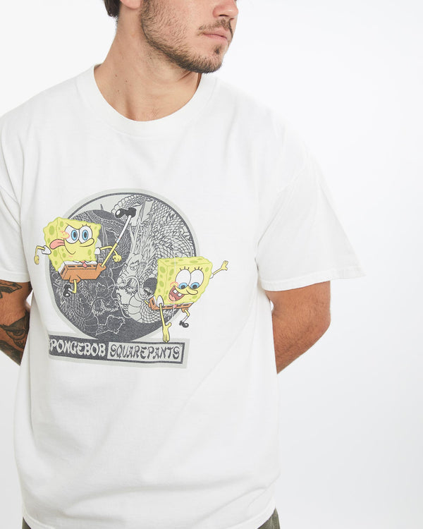 Vintage, SpongeBob, SquarePants, Cartoon, Tee, The Real Deal, size large, colour White, newtown, sydney, australia, thrift store, opshop, preloved, secondhand, sustainable, retro, antique, 70s, 80s, 90s, 2000s, 00s, fashion, clothing, streetwear, trendy, garment, style, boutique, store, shop, archive, sale, cheap, best, top, T-Shirts