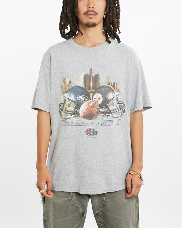 Vintage Seahawks vs Steelers Super Bowl Tee <br>L