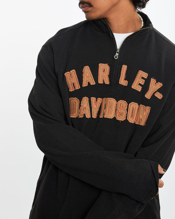 Vintage Harley Davidson Quarter Zip Sweatshirt <br>L , The Real Deal , newtown, sydney, australia, thrift store, opshop, preloved, secondhand, sustainable, retro, antique, 70s, 80s, 90s, 2000s, 00s, fashion, clothing, streetwear, trendy, garment, style, boutique, store, shop, archive, sale, cheap, best, top