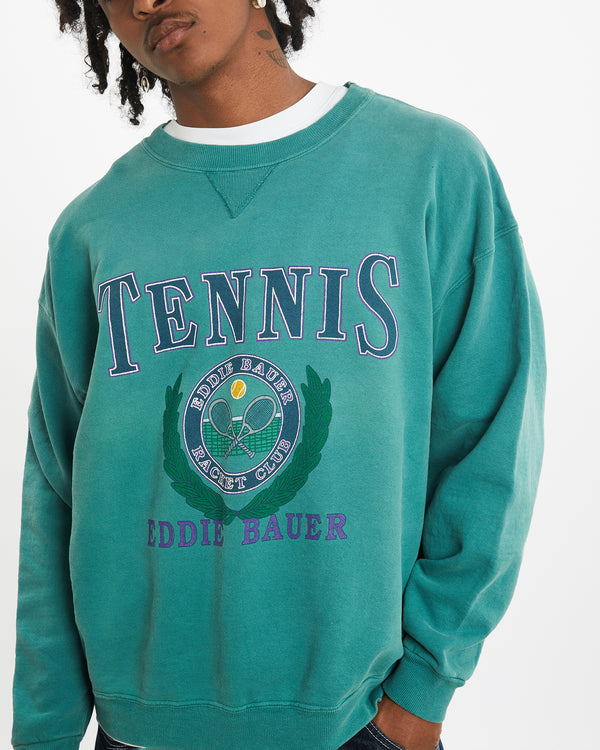 Vintage 90s Eddie Bauer Tennis 'Racket Club' Sweatshirt <br>L , The Real Deal , newtown, sydney, australia, thrift store, opshop, preloved, secondhand, sustainable, retro, antique, 70s, 80s, 90s, 2000s, 00s, fashion, clothing, streetwear, trendy, garment, style, boutique, store, shop, archive, sale, cheap, best, top