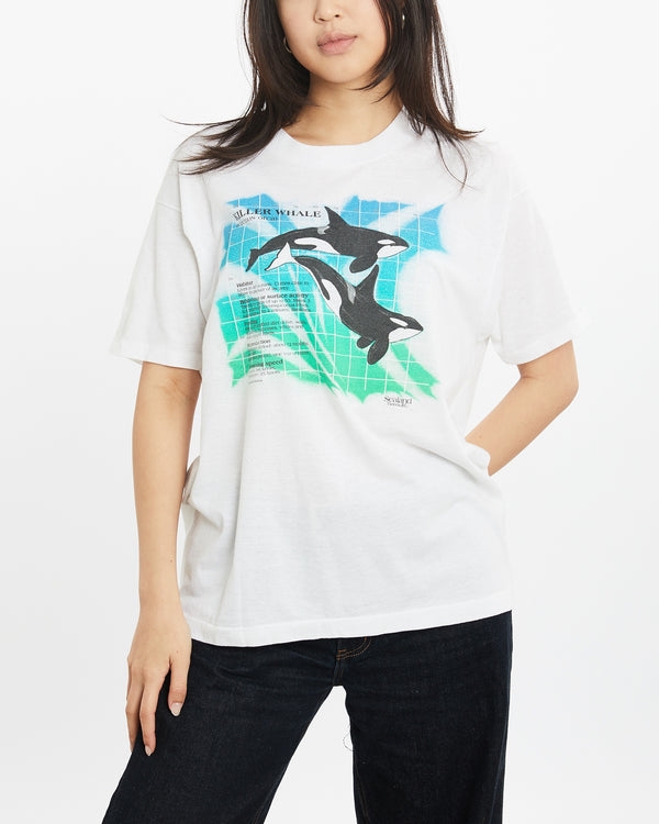 Vintage 80s Killer Whale Wildlife Tee <br>S , The Real Deal , newtown, sydney, australia, thrift store, opshop, preloved, secondhand, sustainable, retro, antique, 70s, 80s, 90s, 2000s, 00s, fashion, clothing, streetwear, trendy, garment, style, boutique, store, shop, archive, sale, cheap, best, top