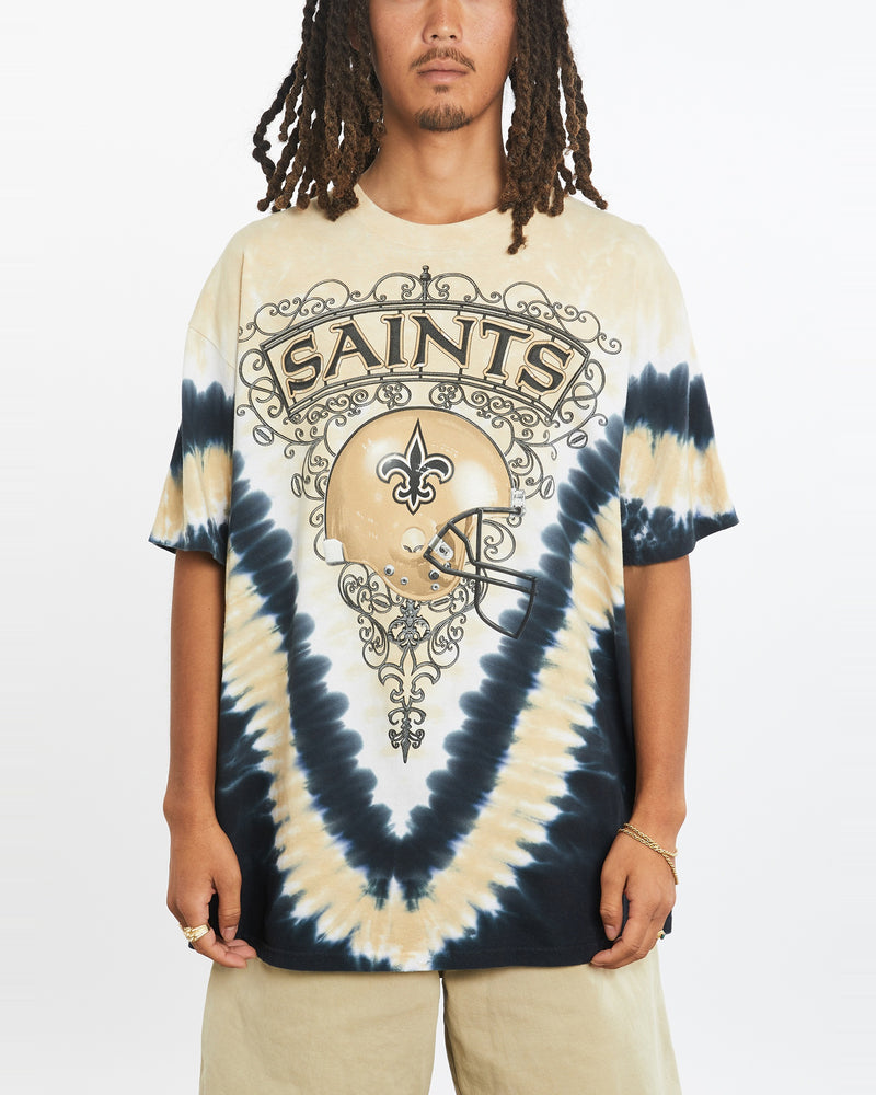 Vintage NFL New Orleans Saints Tie Dye Tee <br>XL , The Real Deal , newtown, sydney, australia, thrift store, opshop, preloved, secondhand, sustainable, retro, antique, 70s, 80s, 90s, 2000s, 00s, fashion, clothing, streetwear, trendy, garment, style, boutique, store, shop, archive, sale, cheap, best, top