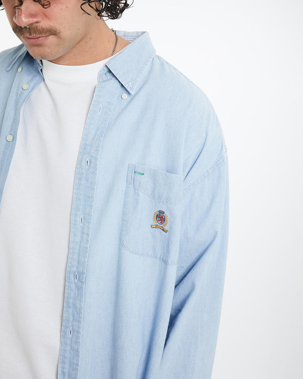 90s Tommy Hilfiger Chambray Button Up Shirt <br>XL