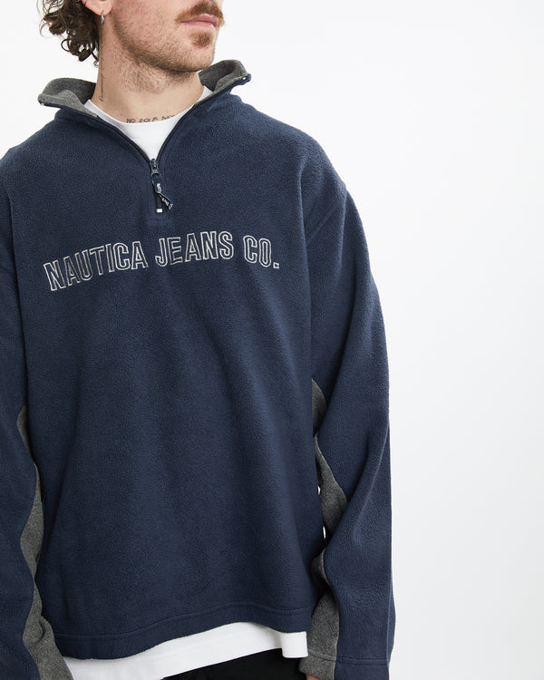 Vintage Nautica Jeans Co. Quarter Zip Fleece Sweatshirt <br>L