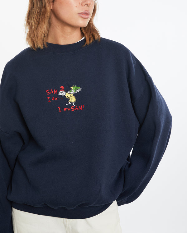 Vintage 90s Dr. Seuss 'Sam I Am' Sweatshirt <br>M , The Real Deal , newtown, sydney, australia, thrift store, opshop, preloved, secondhand, sustainable, retro, antique, 70s, 80s, 90s, 2000s, 00s, fashion, clothing, streetwear, trendy, garment, style, boutique, store, shop, archive, sale, cheap, best, top