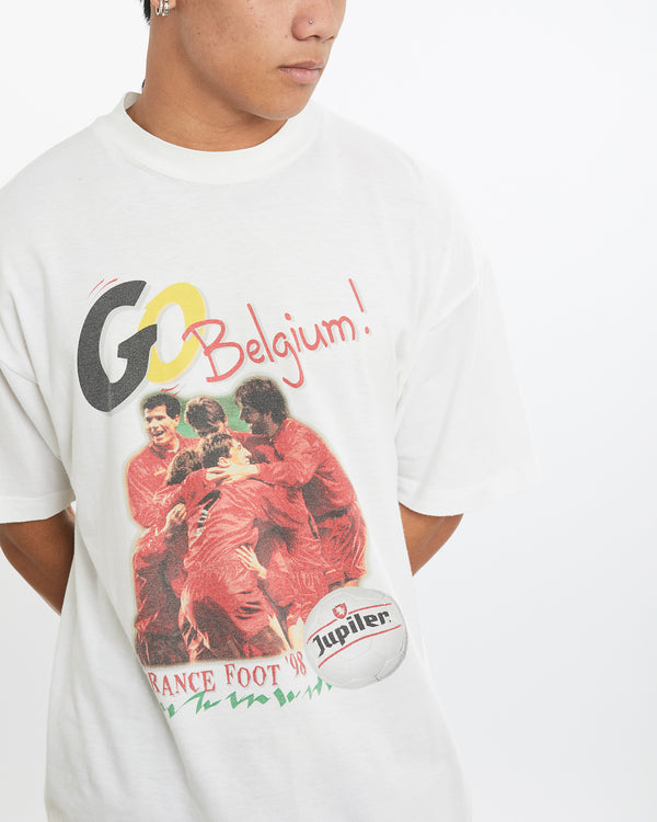 Vintage 1998 France FIFA World Cup 'Go Belgium' Tee <br>L , The Real Deal , newtown, sydney, australia, thrift store, opshop, preloved, secondhand, sustainable, retro, antique, 70s, 80s, 90s, 2000s, 00s, fashion, clothing, streetwear, trendy, garment, style, boutique, store, shop, archive, sale, cheap, best, top