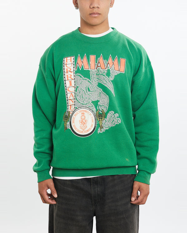 Vintage 90s NCAA Miami Hurricanes Sweatshirt <br>L , The Real Deal , newtown, sydney, australia, thrift store, opshop, preloved, secondhand, sustainable, retro, antique, 70s, 80s, 90s, 2000s, 00s, fashion, clothing, streetwear, trendy, garment, style, boutique, store, shop, archive, sale, cheap, best, top