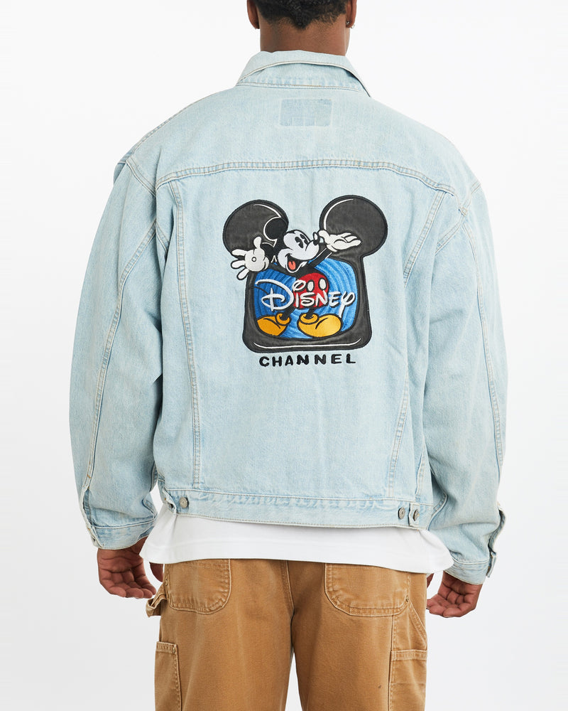 Vintage 90s Disney Mickey Mouse Denim Jacket <br>XL , The Real Deal , newtown, sydney, australia, thrift store, opshop, preloved, secondhand, sustainable, retro, antique, 70s, 80s, 90s, 2000s, 00s, fashion, clothing, streetwear, trendy, garment, style, boutique, store, shop, archive, sale, cheap, best, top