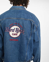 Vintage 90s Hard Rock Cafe Denim Jacket <br>XL , The Real Deal , newtown, sydney, australia, thrift store, opshop, preloved, secondhand, sustainable, retro, antique, 70s, 80s, 90s, 2000s, 00s, fashion, clothing, streetwear, trendy, garment, style, boutique, store, shop, archive, sale, cheap, best, top