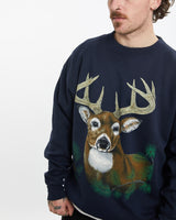 Vintage 90s Wildlife Deer Sweatshirt <br>L , The Real Deal , newtown, sydney, australia, thrift store, opshop, preloved, secondhand, sustainable, retro, antique, 70s, 80s, 90s, 2000s, 00s, fashion, clothing, streetwear, trendy, garment, style, boutique, store, shop, archive, sale, cheap, best, top