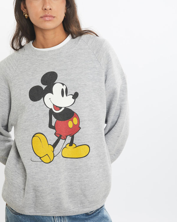 Vintage, 80s, Disney, Mickey, Mouse, Sweatshirt, The Real Deal, size small, colour Grey, newtown, sydney, australia, thrift store, opshop, preloved, secondhand, sustainable, retro, antique, 70s, 80s, 90s, 2000s, 00s, fashion, clothing, streetwear, trendy, garment, style, boutique, store, shop, archive, sale, cheap, best, top, Sweats and hoodies