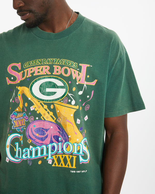 Vintage 1997 NFL Green Bay Packers Super Bowl Tee <br>L , The Real Deal , newtown, sydney, australia, thrift store, opshop, preloved, secondhand, sustainable, retro, antique, 70s, 80s, 90s, 2000s, 00s, fashion, clothing, streetwear, trendy, garment, style, boutique, store, shop, archive, sale, cheap, best, top