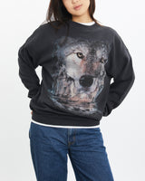 Vintage 90s Wildlife Wolf Sweatshirt <br>S , The Real Deal , newtown, sydney, australia, thrift store, opshop, preloved, secondhand, sustainable, retro, antique, 70s, 80s, 90s, 2000s, 00s, fashion, clothing, streetwear, trendy, garment, style, boutique, store, shop, archive, sale, cheap, best, top