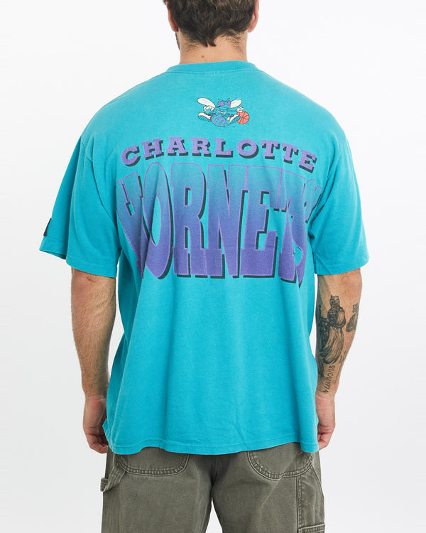 Vintage, 90s, NBA, Charlotte, Hornets, Tee, The Real Deal, size large, colour Blue, newtown, sydney, australia, thrift store, opshop, preloved, secondhand, sustainable, retro, antique, 70s, 80s, 90s, 2000s, 00s, fashion, clothing, streetwear, trendy, garment, style, boutique, store, shop, archive, sale, cheap, best, top, T-Shirts