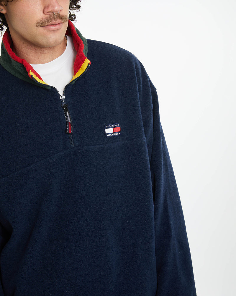 Vintage 90s Tommy Hilfiger Quarter Zip Fleece Sweatshirt <br>XL