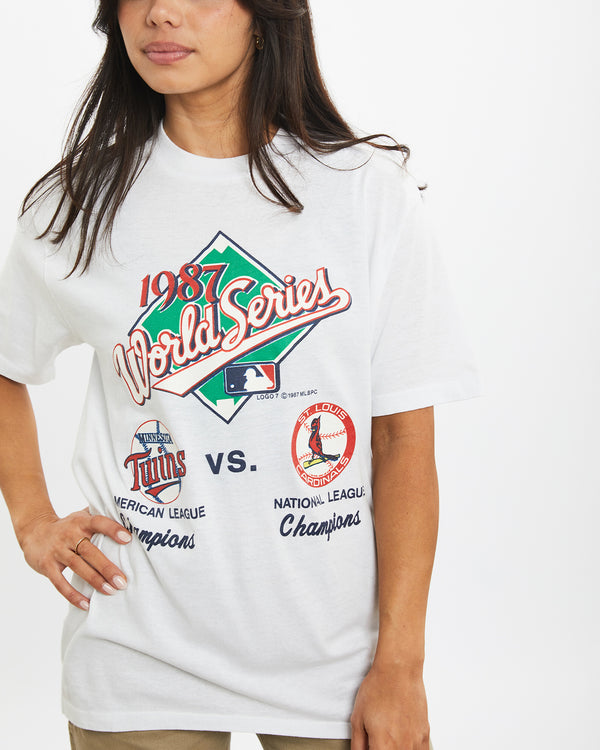 Vintage 1987 Twins vs Cardinals World Series Tee <br>XS , The Real Deal , newtown, sydney, australia, thrift store, opshop, preloved, secondhand, sustainable, retro, antique, 70s, 80s, 90s, 2000s, 00s, fashion, clothing, streetwear, trendy, garment, style, boutique, store, shop, archive, sale, cheap, best, top