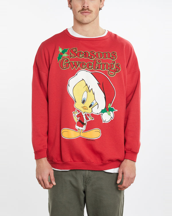 Vintage 1995 Tweety Bird Christmas Looney Tunes Sweatshirt <br>L