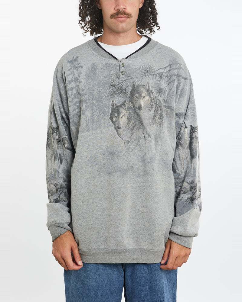 Vintage 90s Wolf Wildlife Sweatshirt <br>XXL