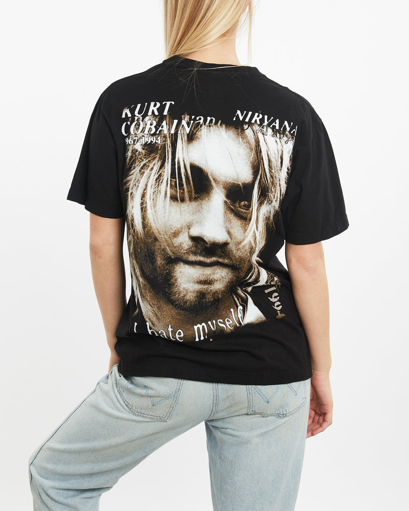 Vintage Nirvana Kurt Cobain Music Tee <br>M , The Real Deal , newtown, sydney, australia, thrift store, opshop, preloved, secondhand, sustainable, retro, antique, 70s, 80s, 90s, 2000s, 00s, fashion, clothing, streetwear, trendy, garment, style, boutique, store, shop, archive, sale, cheap, best, top