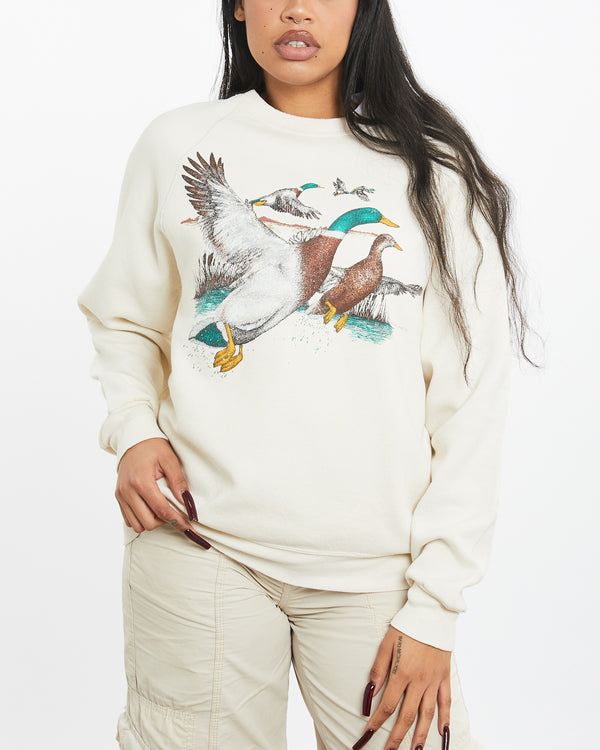 Vintage 90s Wildlife Duck Sweatshirt <br>S , The Real Deal , newtown, sydney, australia, thrift store, opshop, preloved, secondhand, sustainable, retro, antique, 70s, 80s, 90s, 2000s, 00s, fashion, clothing, streetwear, trendy, garment, style, boutique, store, shop, archive, sale, cheap, best, top