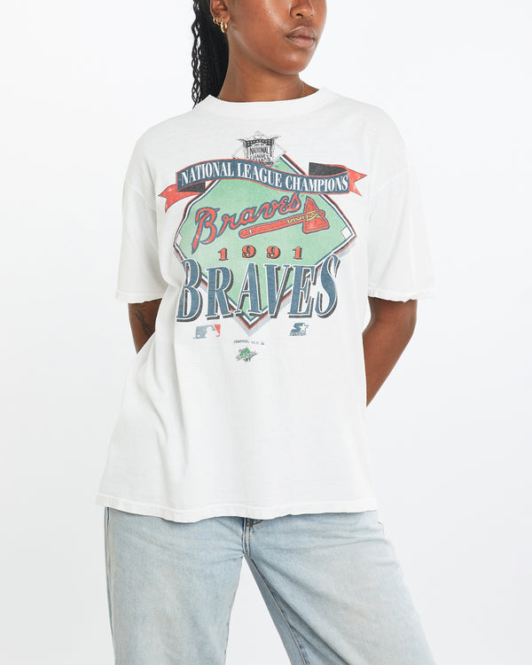 Vintage 1991 MLB Atlanta Braves Tee <br>M , The Real Deal , newtown, sydney, australia, thrift store, opshop, preloved, secondhand, sustainable, retro, antique, 70s, 80s, 90s, 2000s, 00s, fashion, clothing, streetwear, trendy, garment, style, boutique, store, shop, archive, sale, cheap, best, top