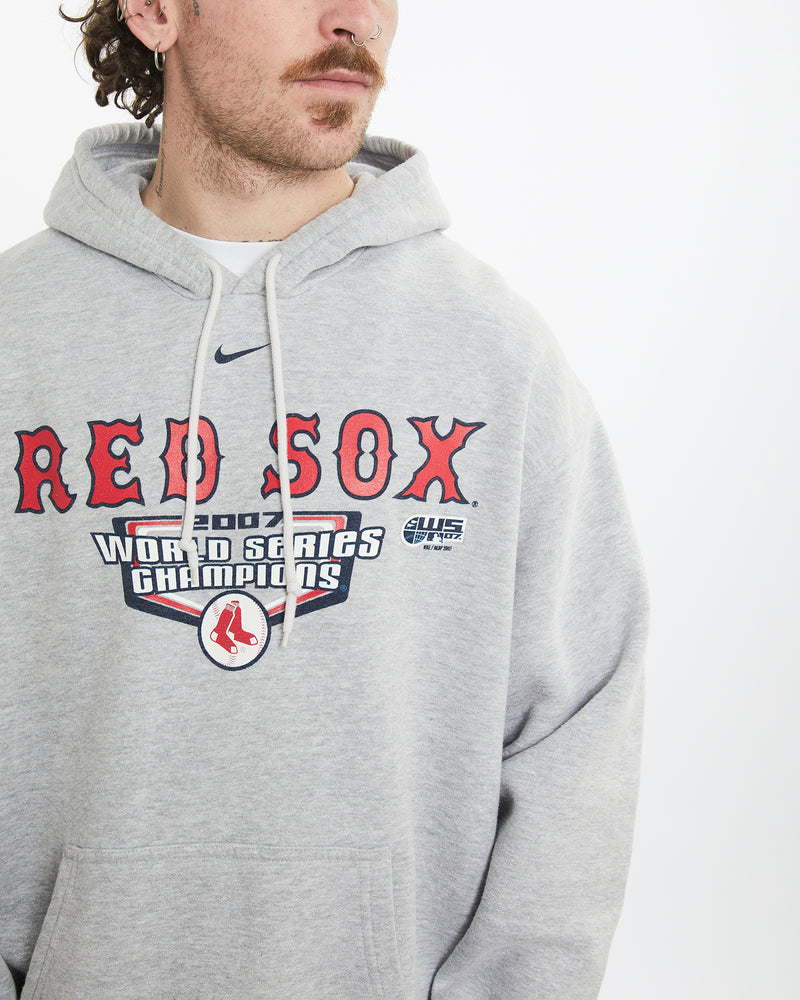 Vintage Nike MLB Boston Red Sox Hooded Sweatshirt <br>L , The Real Deal , newtown, sydney, australia, thrift store, opshop, preloved, secondhand, sustainable, retro, antique, 70s, 80s, 90s, 2000s, 00s, fashion, clothing, streetwear, trendy, garment, style, boutique, store, shop, archive, sale, cheap, best, top