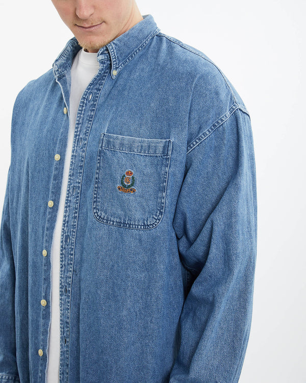 Vintage 90s Chaps Ralph Lauren Denim Button Up Shirt <br>XXL