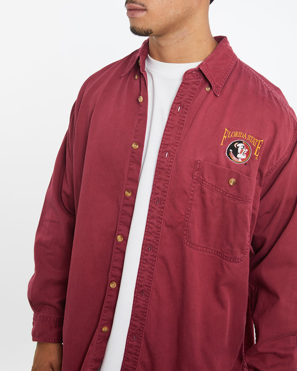 Vintage 90s NCAA Florida State Seminoles Button Up Shirt <br>XL , The Real Deal , newtown, sydney, australia, thrift store, opshop, preloved, secondhand, sustainable, retro, antique, 70s, 80s, 90s, 2000s, 00s, fashion, clothing, streetwear, trendy, garment, style, boutique, store, shop, archive, sale, cheap, best, top