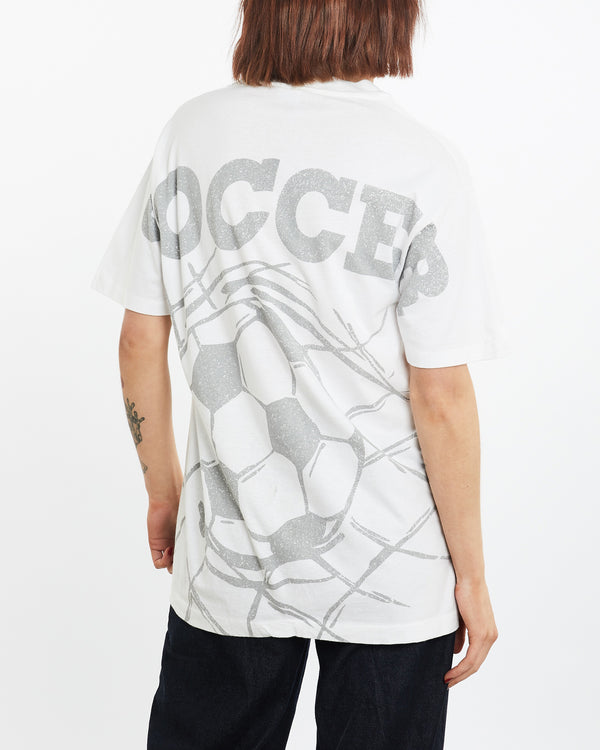 Vintage 90s Soccer Tee <br>L , The Real Deal , newtown, sydney, australia, thrift store, opshop, preloved, secondhand, sustainable, retro, antique, 70s, 80s, 90s, 2000s, 00s, fashion, clothing, streetwear, trendy, garment, style, boutique, store, shop, archive, sale, cheap, best, top