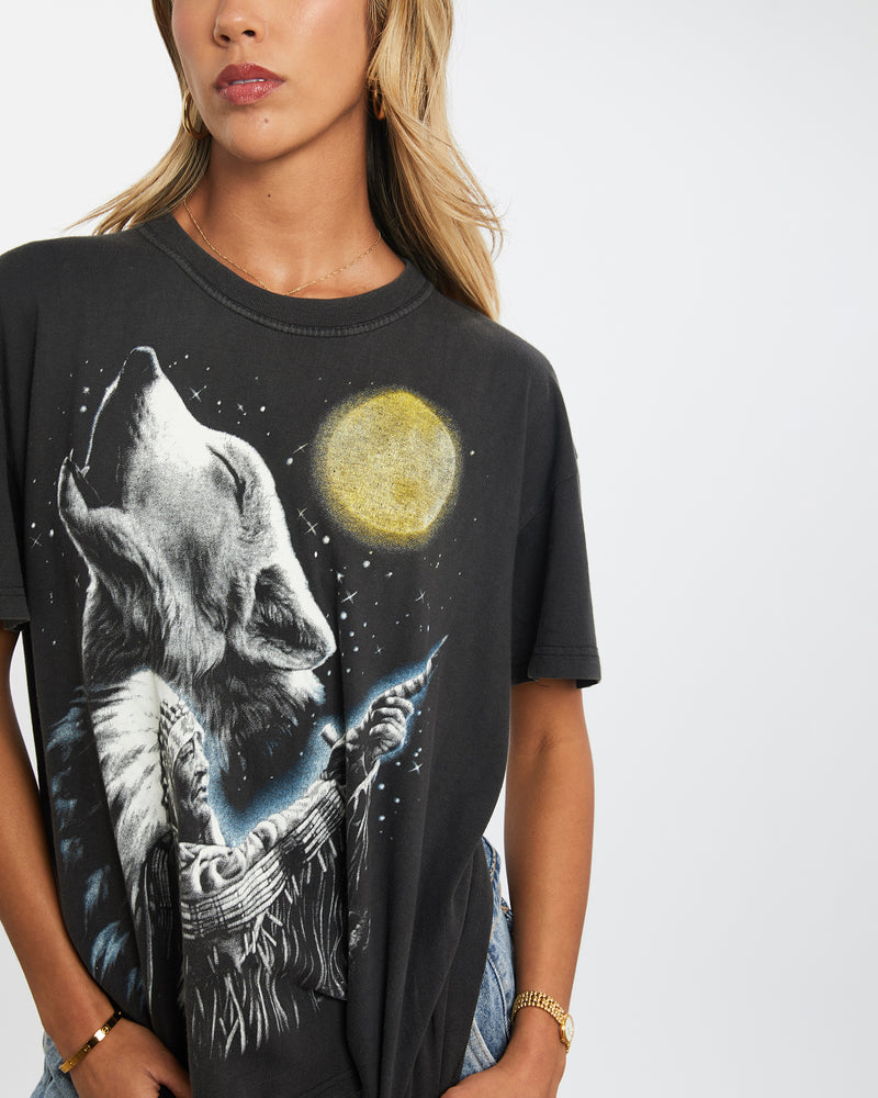 Vintage 90s American Indian Wolf Tee <br>XS